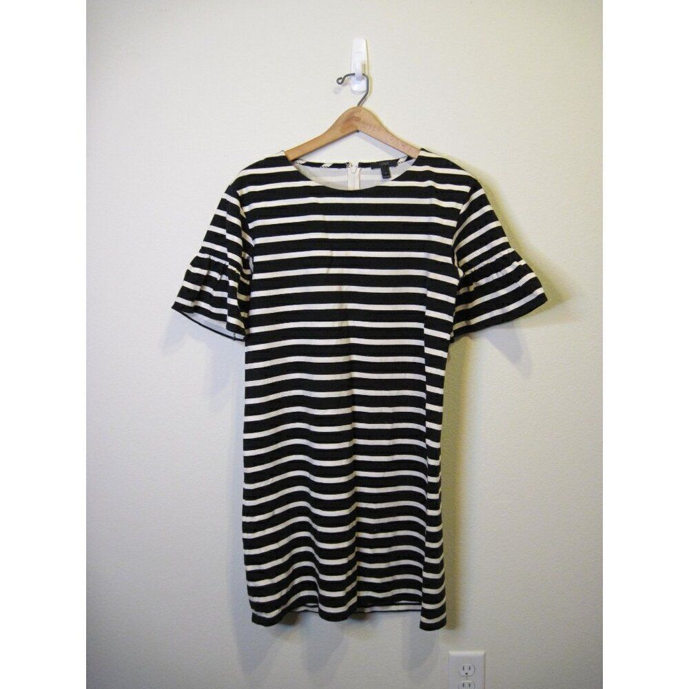 J.Crew Black & White Striped Bell-Sleeve Dress Size S